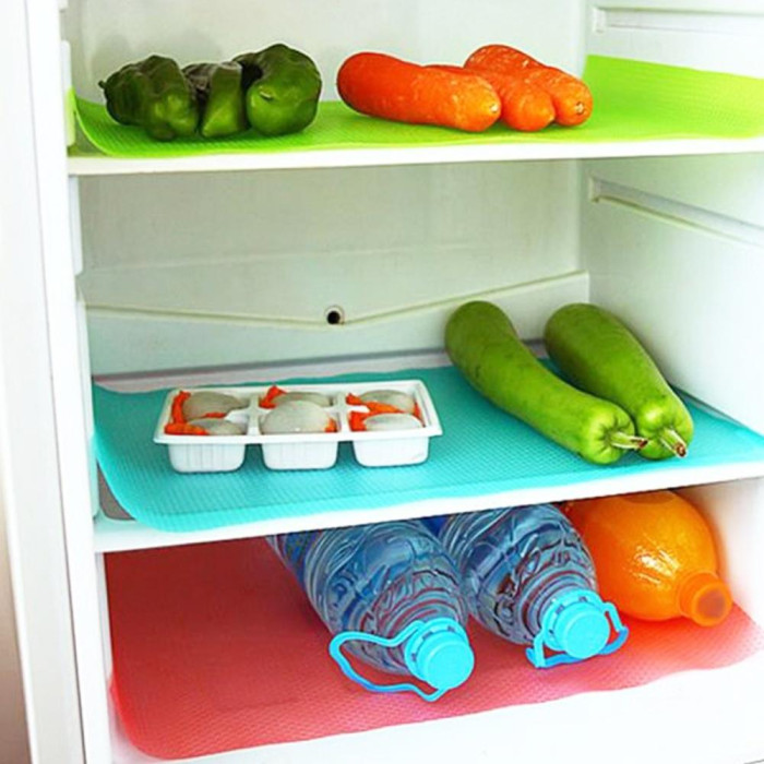 4pcs/set Refrigerator Pad Antibacterial Antifouling Mildew Moisture Tailorable Pad Refrigerator Mats Fridge Waterproof